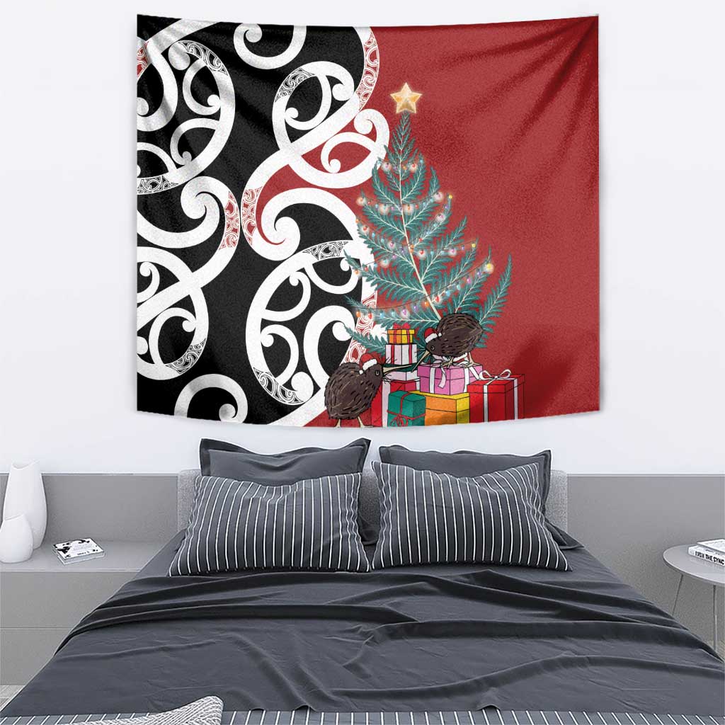 New Zealand Silver Fern Christmas Tree Tapestry Meri Kirihimete - Aussie Hoodie
