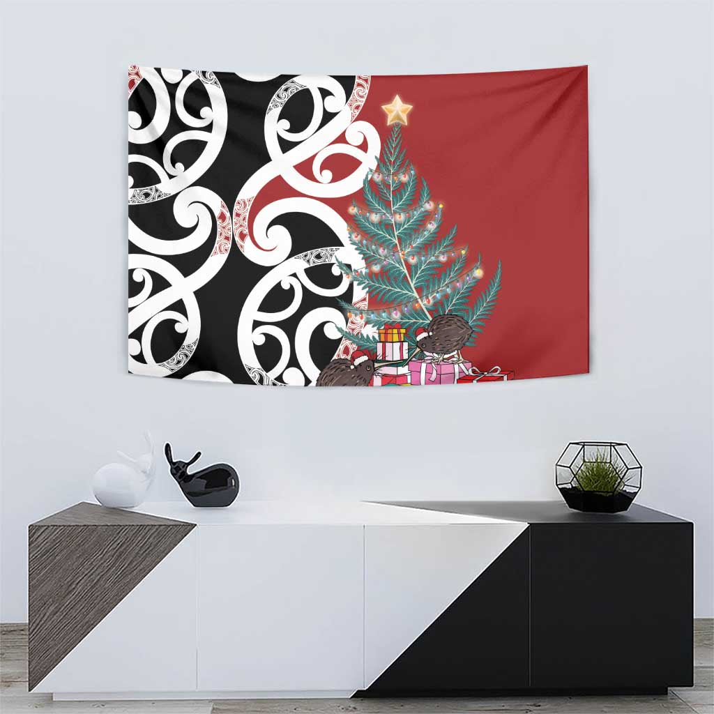 New Zealand Silver Fern Christmas Tree Tapestry Meri Kirihimete - Aussie Hoodie