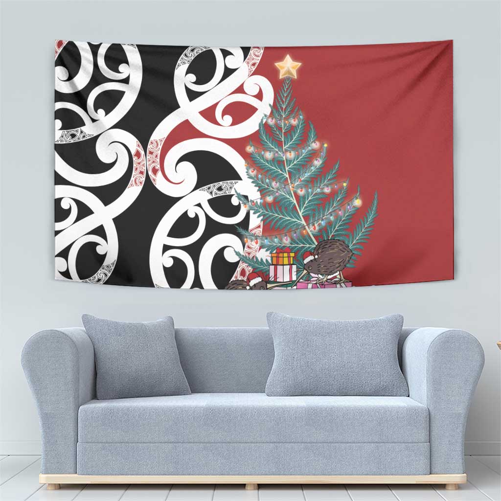 New Zealand Silver Fern Christmas Tree Tapestry Meri Kirihimete - Aussie Hoodie