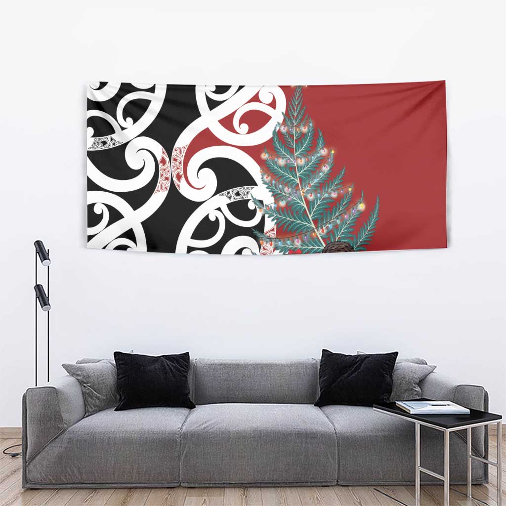 New Zealand Silver Fern Christmas Tree Tapestry Meri Kirihimete - Aussie Hoodie
