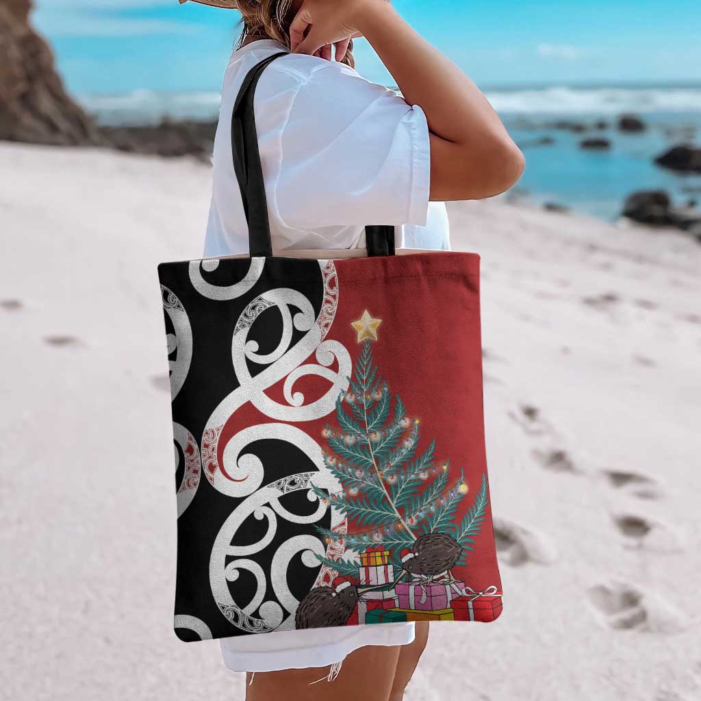 New Zealand Silver Fern Christmas Tree Tote Bag Meri Kirihimete - Aussie Hoodie
