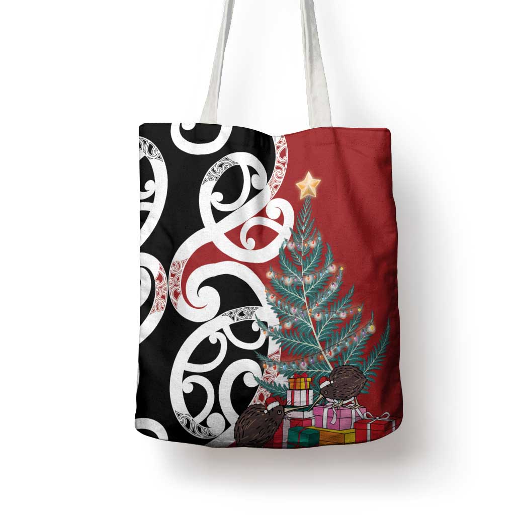 New Zealand Silver Fern Christmas Tree Tote Bag Meri Kirihimete - Aussie Hoodie