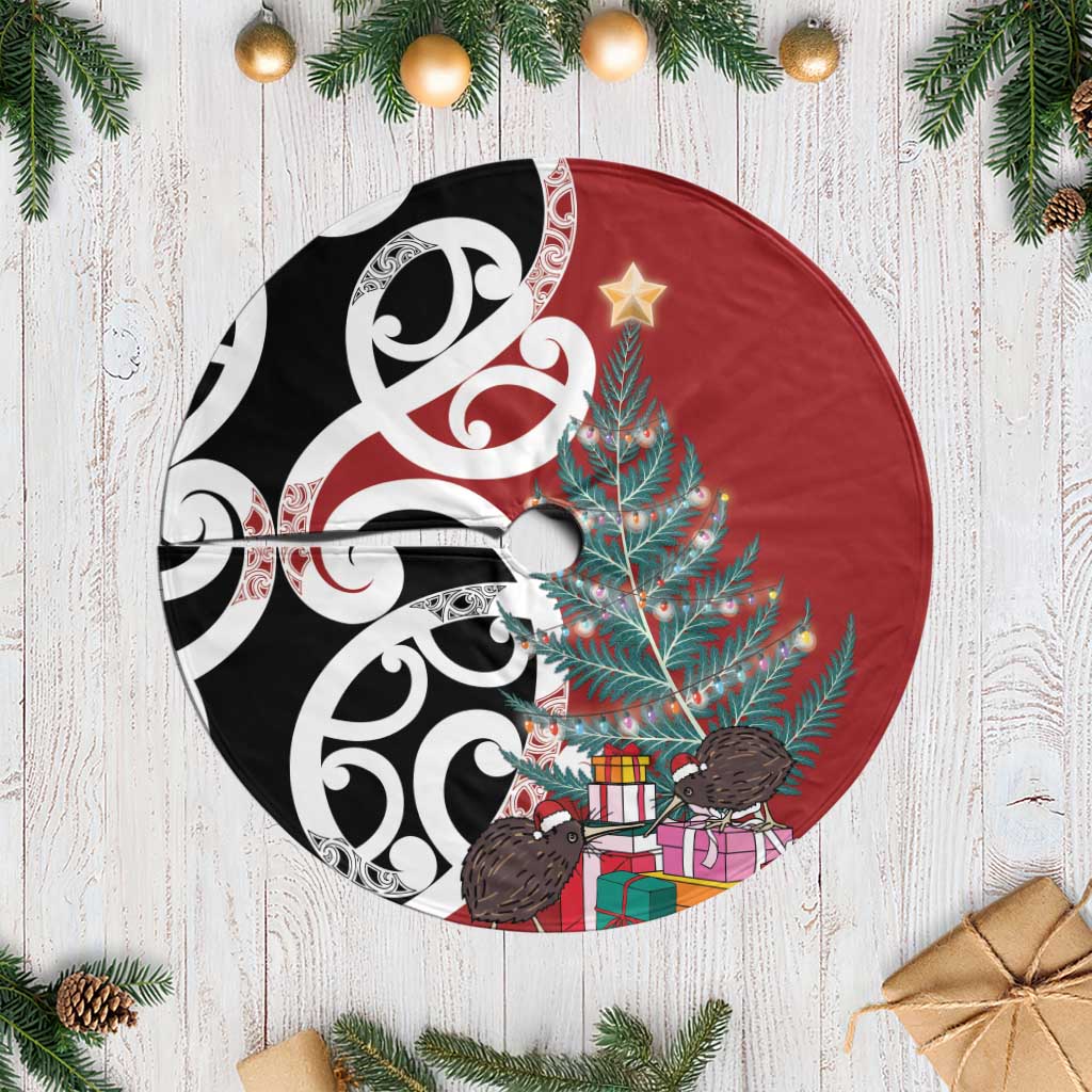 New Zealand Silver Fern Christmas Tree Skirt Meri Kirihimete - Aussie Hoodie