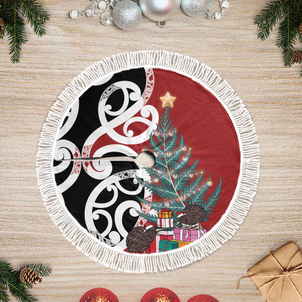 New Zealand Silver Fern Christmas Tree Skirt Meri Kirihimete - Aussie Hoodie