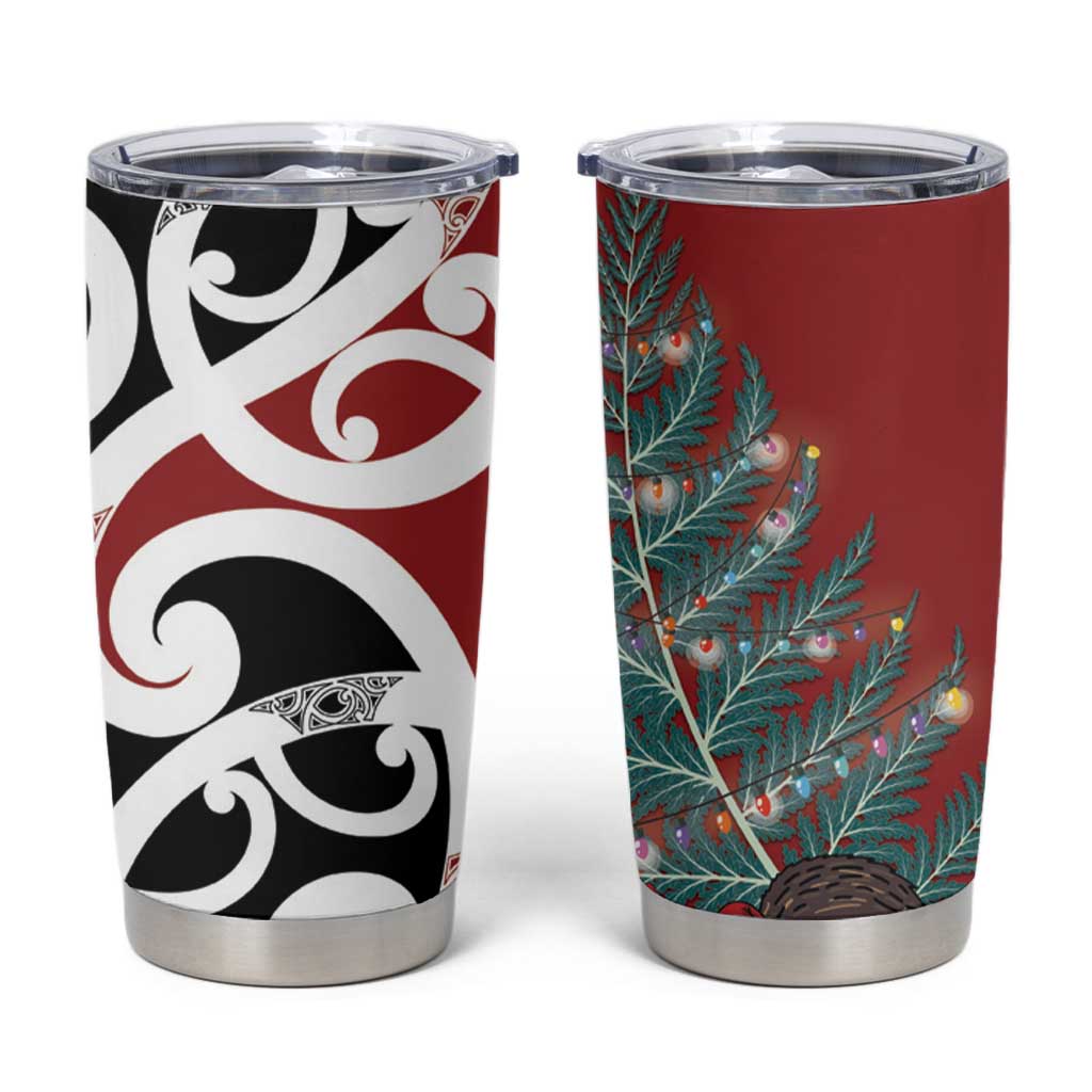 New Zealand Silver Fern Christmas Tree Tumbler Cup Meri Kirihimete - Aussie Hoodie