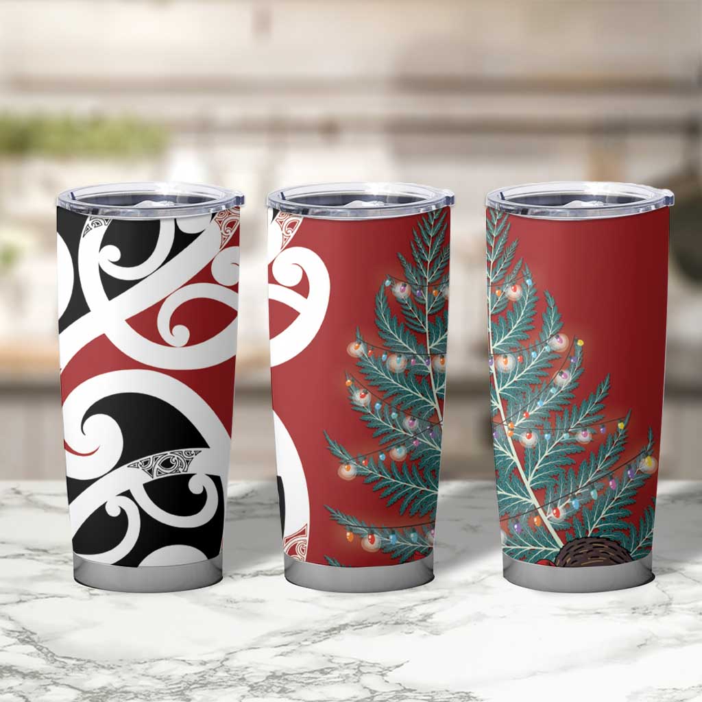 New Zealand Silver Fern Christmas Tree Tumbler Cup Meri Kirihimete - Aussie Hoodie
