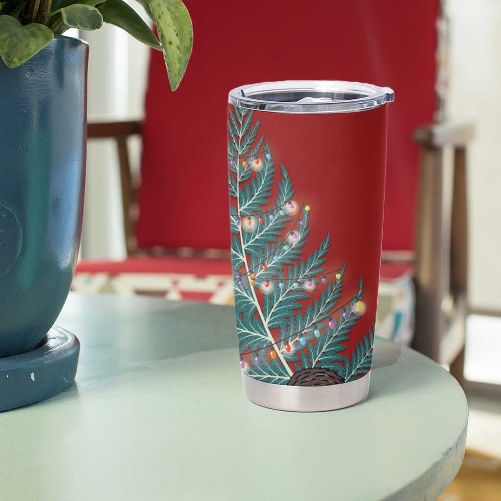 New Zealand Silver Fern Christmas Tree Tumbler Cup Meri Kirihimete - Aussie Hoodie