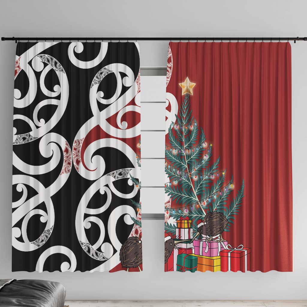 New Zealand Silver Fern Christmas Tree Window Curtain Meri Kirihimete - Aussie Hoodie