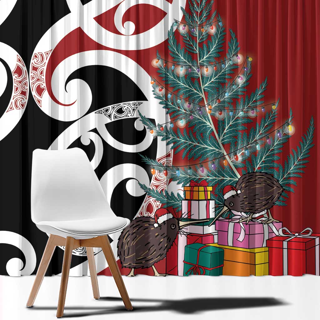 New Zealand Silver Fern Christmas Tree Window Curtain Meri Kirihimete - Aussie Hoodie