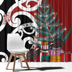New Zealand Silver Fern Christmas Tree Window Curtain Meri Kirihimete - Aussie Hoodie