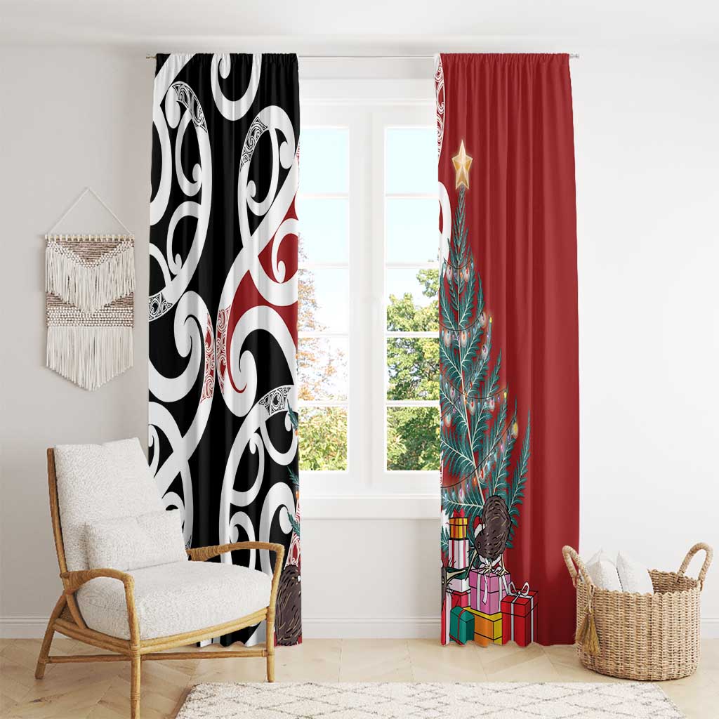 New Zealand Silver Fern Christmas Tree Window Curtain Meri Kirihimete - Aussie Hoodie