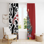 New Zealand Silver Fern Christmas Tree Window Curtain Meri Kirihimete - Aussie Hoodie