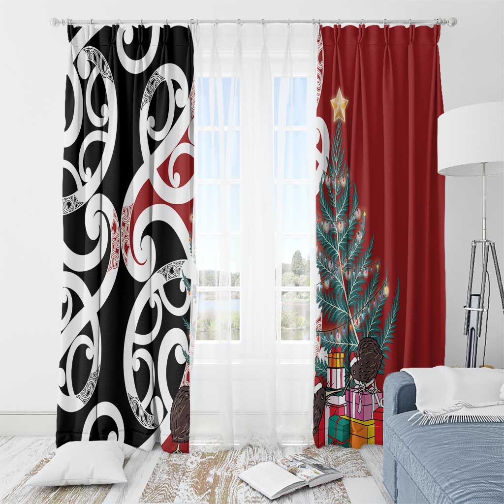 New Zealand Silver Fern Christmas Tree Window Curtain Meri Kirihimete - Aussie Hoodie