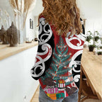 New Zealand Silver Fern Christmas Tree Women Casual Shirt Meri Kirihimete - Aussie Hoodie