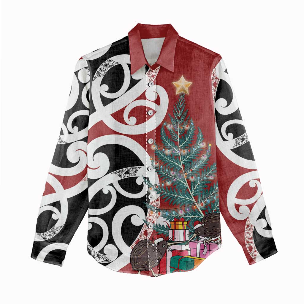 New Zealand Silver Fern Christmas Tree Women Casual Shirt Meri Kirihimete - Aussie Hoodie