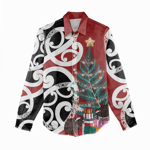 New Zealand Silver Fern Christmas Tree Women Casual Shirt Meri Kirihimete - Aussie Hoodie