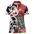 New Zealand Silver Fern Christmas Tree Women Polo Shirt Meri Kirihimete - Aussie Hoodie