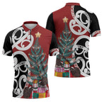 New Zealand Silver Fern Christmas Tree Zipper Polo Shirt Meri Kirihimete - Aussie Hoodie