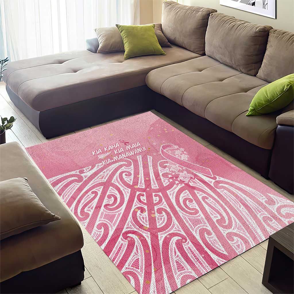 Breast Cancer Awareness Maori Area Rug Kia Kaha Kia Maia Kia Manawanui - Aussie Hoodie