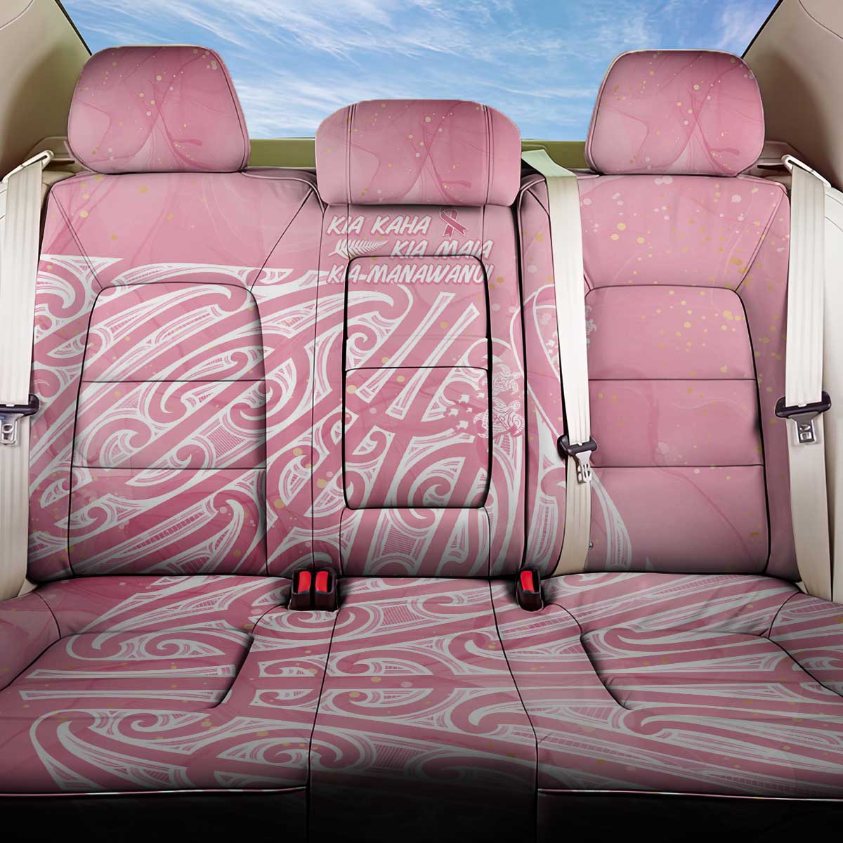 Breast Cancer Awareness Maori Back Car Seat Cover Kia Kaha Kia Maia Kia Manawanui - Aussie Hoodie