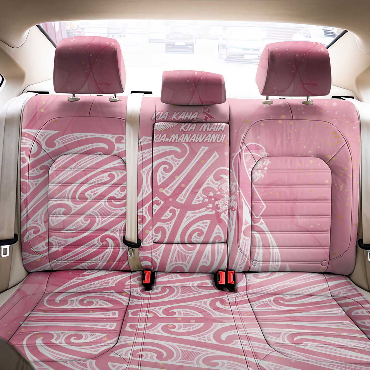 Breast Cancer Awareness Maori Back Car Seat Cover Kia Kaha Kia Maia Kia Manawanui - Aussie Hoodie