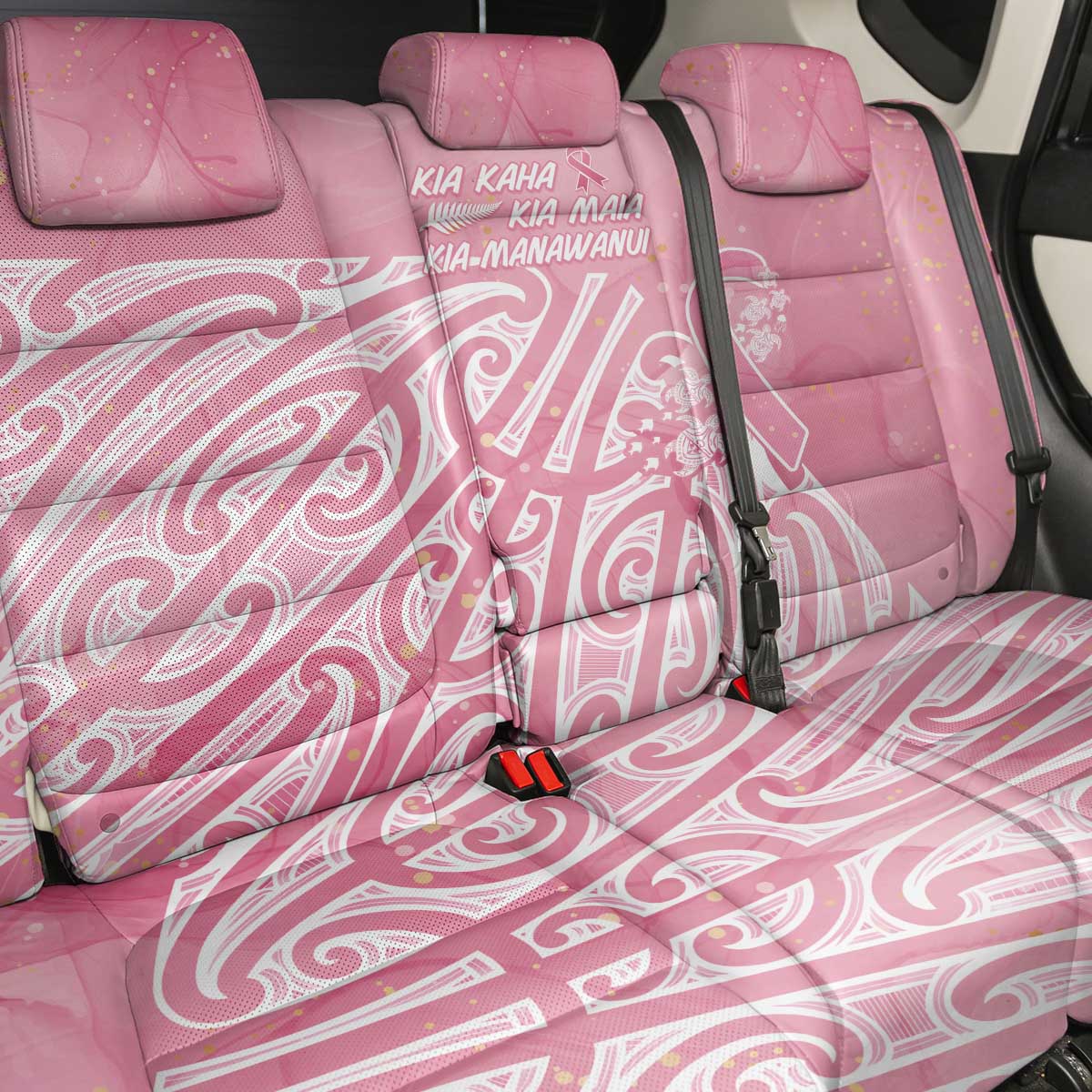 Breast Cancer Awareness Maori Back Car Seat Cover Kia Kaha Kia Maia Kia Manawanui - Aussie Hoodie