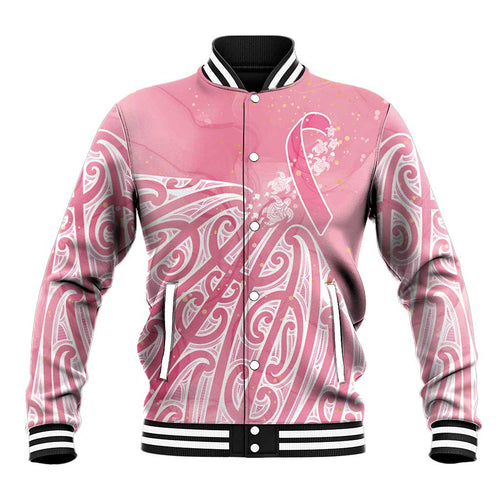 Breast Cancer Awareness Maori Baseball Jacket Kia Kaha Kia Maia Kia Manawanui - Aussie Hoodie