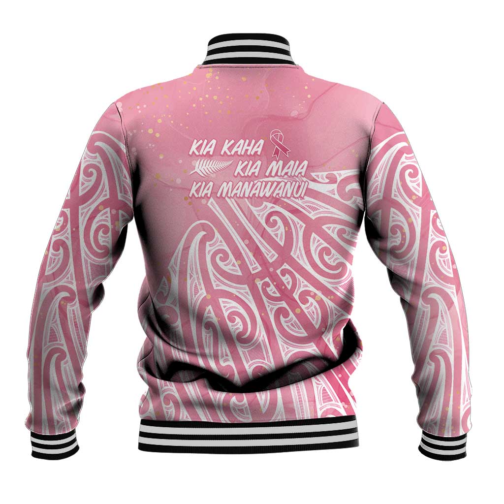 Breast Cancer Awareness Maori Baseball Jacket Kia Kaha Kia Maia Kia Manawanui - Aussie Hoodie