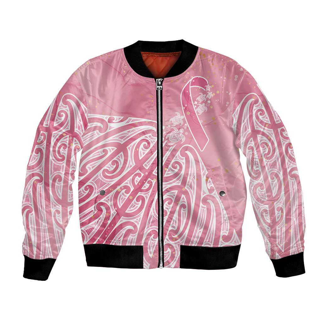 Breast Cancer Awareness Maori Bomber Jacket Kia Kaha Kia Maia Kia Manawanui - Aussie Hoodie
