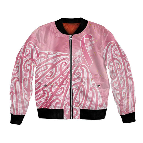 Breast Cancer Awareness Maori Bomber Jacket Kia Kaha Kia Maia Kia Manawanui - Aussie Hoodie