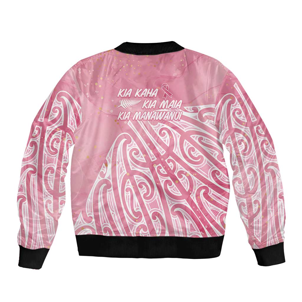 Breast Cancer Awareness Maori Bomber Jacket Kia Kaha Kia Maia Kia Manawanui - Aussie Hoodie