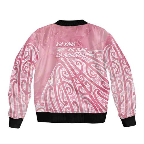 Breast Cancer Awareness Maori Bomber Jacket Kia Kaha Kia Maia Kia Manawanui - Aussie Hoodie