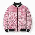Breast Cancer Awareness Maori Bomber Puffer Jacket Kia Kaha Kia Maia Kia Manawanui - Aussie Hoodie