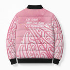 Breast Cancer Awareness Maori Bomber Puffer Jacket Kia Kaha Kia Maia Kia Manawanui - Aussie Hoodie