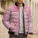Breast Cancer Awareness Maori Bomber Puffer Jacket Kia Kaha Kia Maia Kia Manawanui - Aussie Hoodie