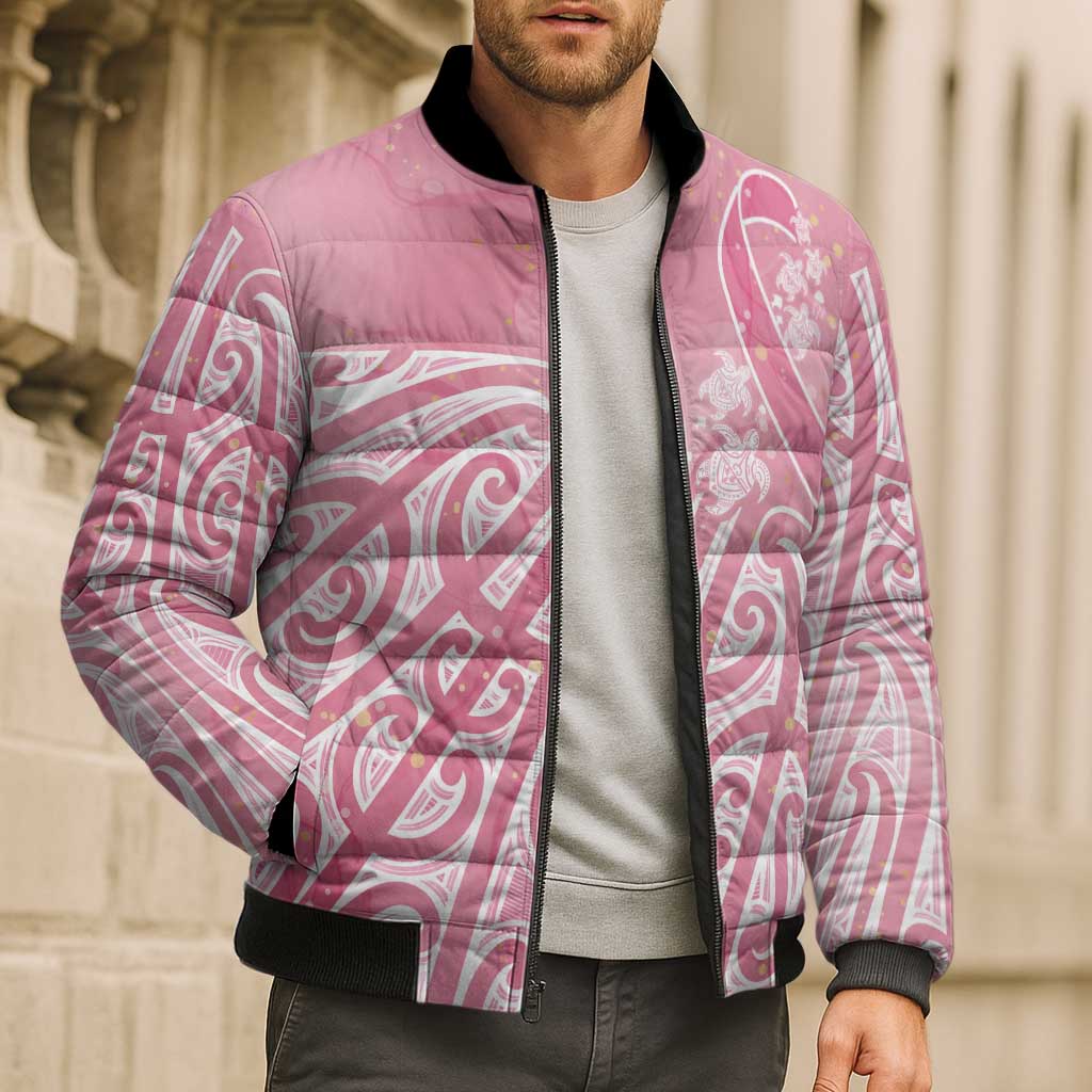Breast Cancer Awareness Maori Bomber Puffer Jacket Kia Kaha Kia Maia Kia Manawanui - Aussie Hoodie