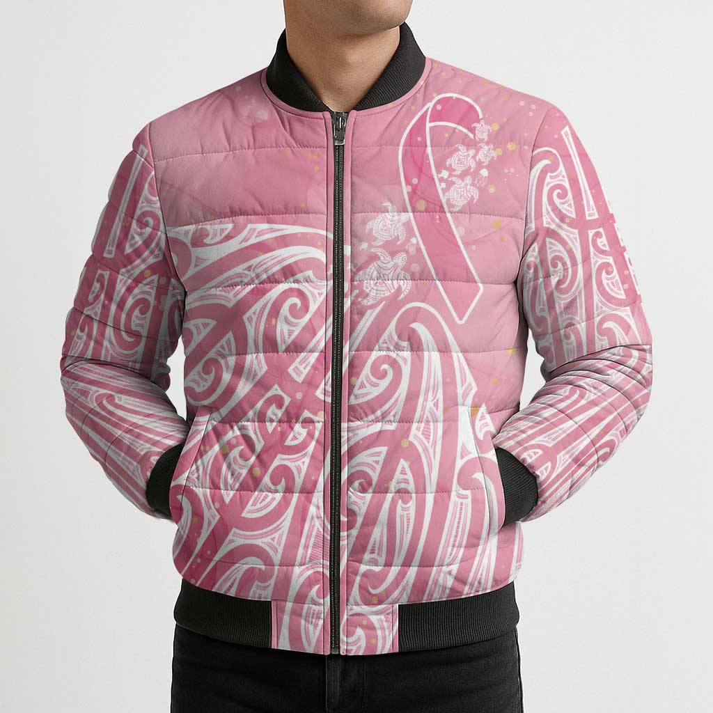 Breast Cancer Awareness Maori Bomber Puffer Jacket Kia Kaha Kia Maia Kia Manawanui - Aussie Hoodie