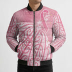Breast Cancer Awareness Maori Bomber Puffer Jacket Kia Kaha Kia Maia Kia Manawanui - Aussie Hoodie