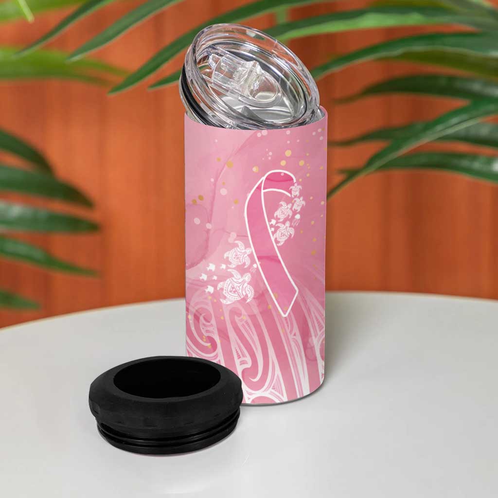 Breast Cancer Awareness Maori 4 in 1 Can Cooler Tumbler Kia Kaha Kia Maia Kia Manawanui - Aussie Hoodie