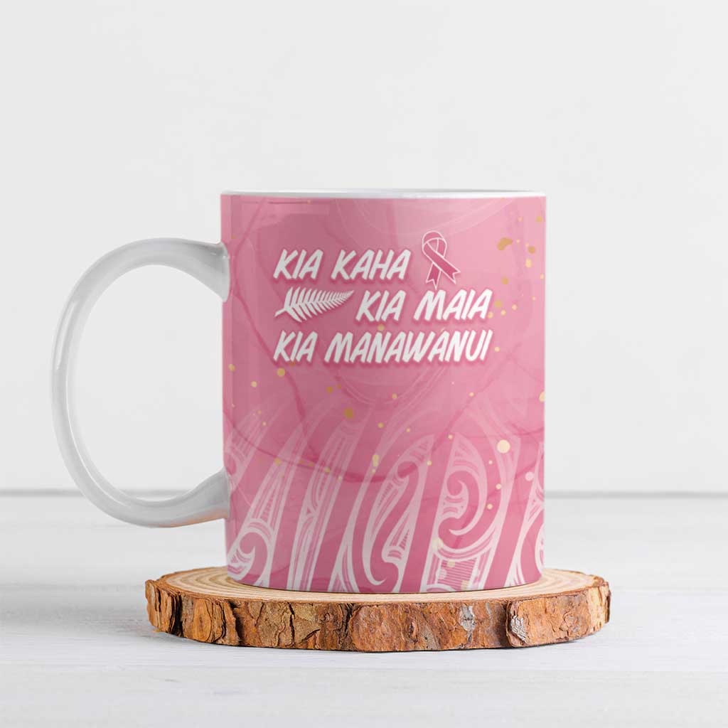 Breast Cancer Awareness Maori Ceramic Mug Kia Kaha Kia Maia Kia Manawanui - Aussie Hoodie