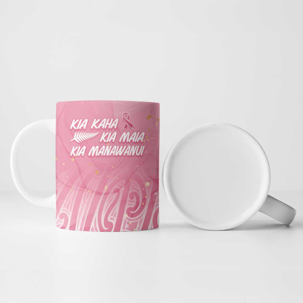 Breast Cancer Awareness Maori Ceramic Mug Kia Kaha Kia Maia Kia Manawanui - Aussie Hoodie