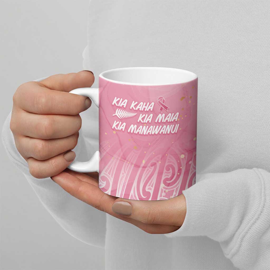Breast Cancer Awareness Maori Ceramic Mug Kia Kaha Kia Maia Kia Manawanui - Aussie Hoodie