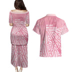 Breast Cancer Awareness Maori Couples Matching Puletasi and Hawaiian Shirt Kia Kaha Kia Maia Kia Manawanui - Aussie Hoodie