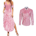 Breast Cancer Awareness Maori Couples Matching Summer Maxi Dress and Long Sleeve Button Shirt Kia Kaha Kia Maia Kia Manawanui - Aussie Hoodie