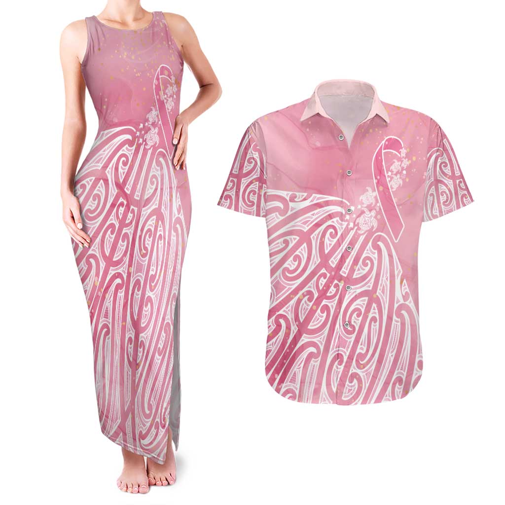 Breast Cancer Awareness Maori Couples Matching Tank Maxi Dress and Hawaiian Shirt Kia Kaha Kia Maia Kia Manawanui - Aussie Hoodie