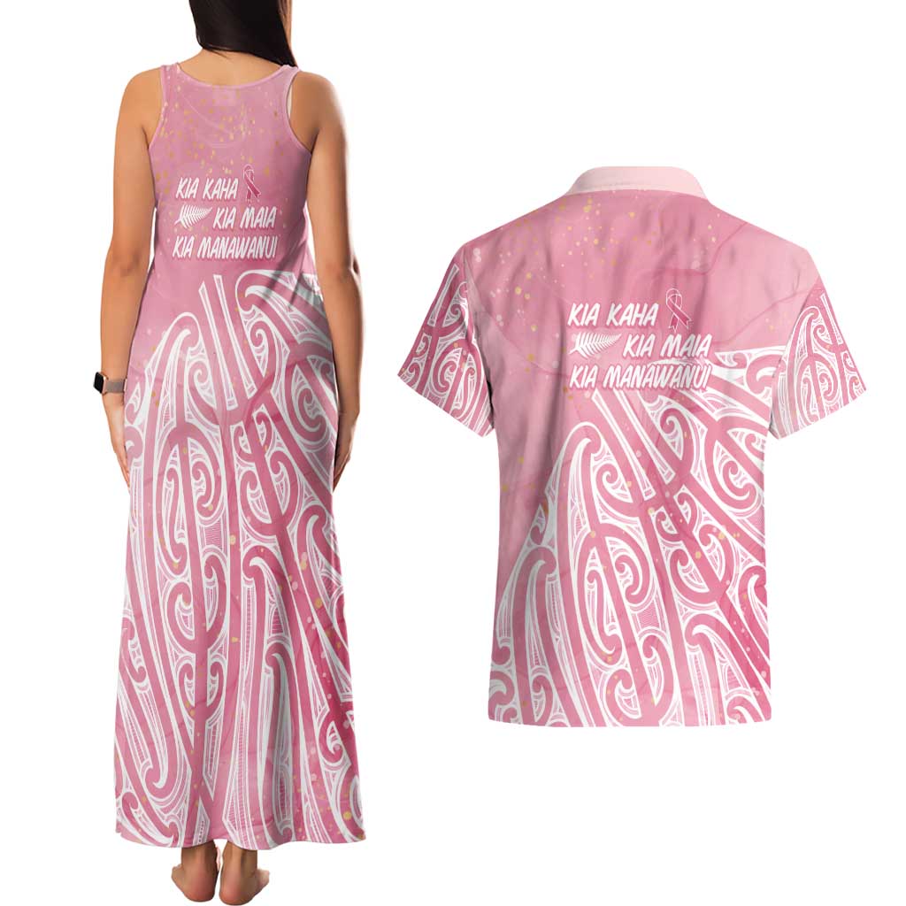 Breast Cancer Awareness Maori Couples Matching Tank Maxi Dress and Hawaiian Shirt Kia Kaha Kia Maia Kia Manawanui - Aussie Hoodie