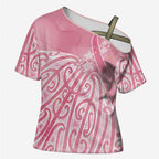 Breast Cancer Awareness Maori Cross Shoulder Shirt Kia Kaha Kia Maia Kia Manawanui - Aussie Hoodie