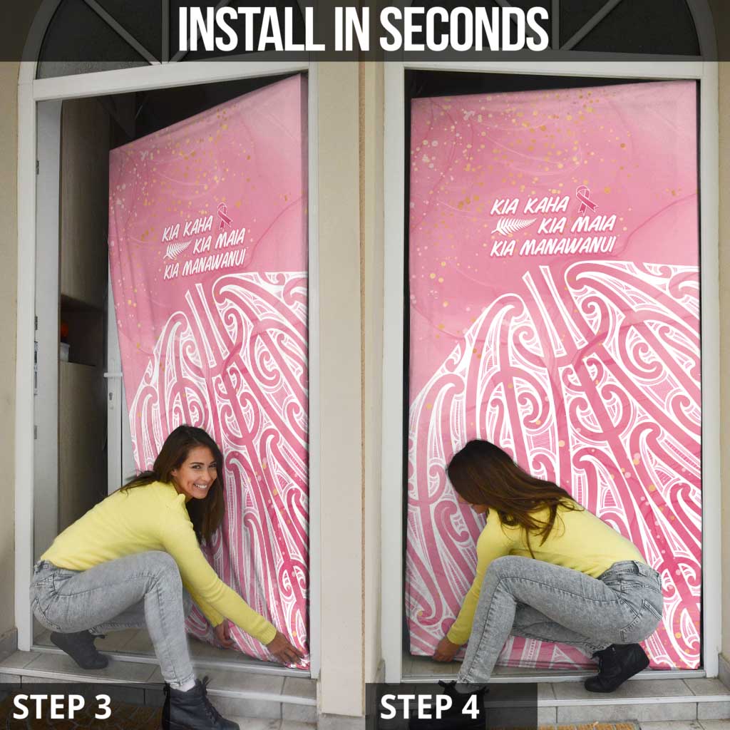 Breast Cancer Awareness Maori Door Cover Kia Kaha Kia Maia Kia Manawanui - Aussie Hoodie