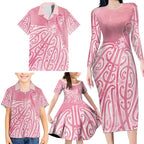Breast Cancer Awareness Maori Family Matching Long Sleeve Bodycon Dress and Hawaiian Shirt Kia Kaha Kia Maia Kia Manawanui - Aussie Hoodie