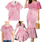 Breast Cancer Awareness Maori Family Matching Mermaid Dress and Hawaiian Shirt Kia Kaha Kia Maia Kia Manawanui - Aussie Hoodie
